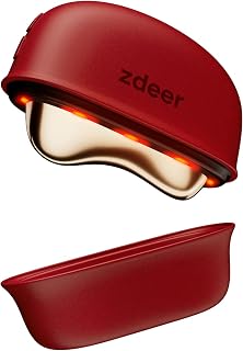 ZDEER GS5 Electric Heated Gua Sha Tool, Red Light Face Massager, Red | Brass Facial Massager with Vibration, Beauty Device for Face &amp; Neck, Skin Firming Device for Facial Sculpting, Gift for Women