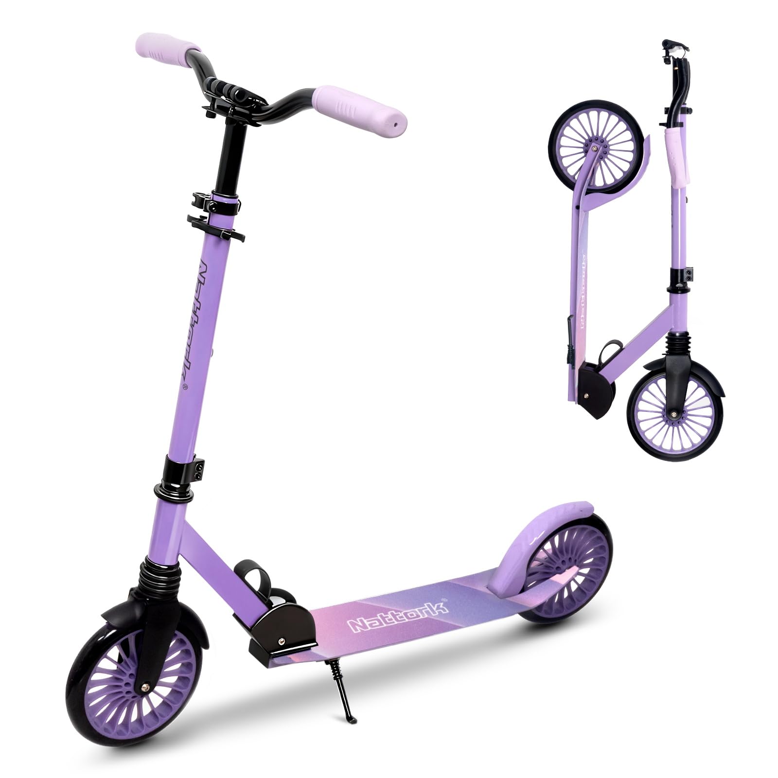 Nattork 8" Sturdy Wheels Kick Scooter for Teens & Adults - 220LB Weight Capacity