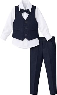 Lilax Boys Formal Suit 4 Piece Vest, Pants and Tie Dresswear Suit Set