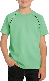 Haloumoning T-shirt a maniche corte raglan per bambini estate girocollo basic t-shirt casual top 5-14 anni