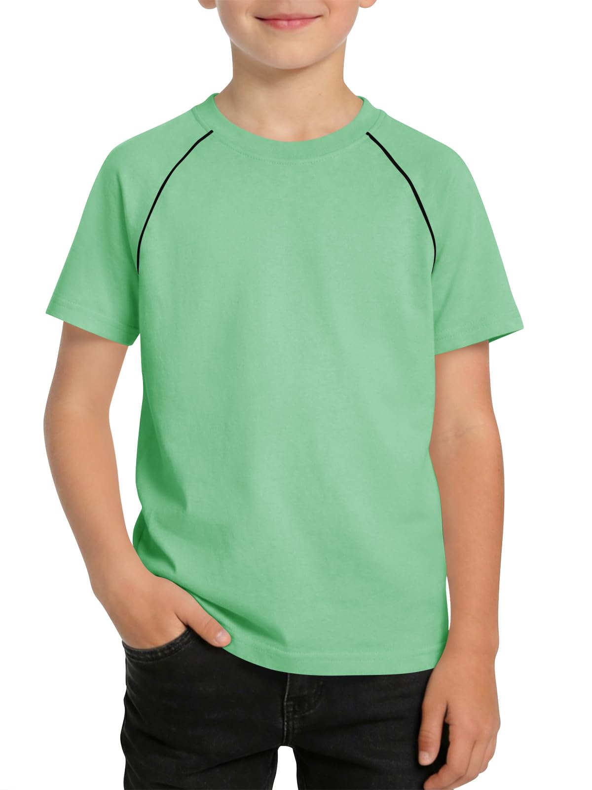 Haloumoning T-shirt a maniche corte raglan per bambini estate girocollo basic t-