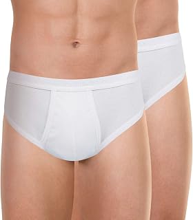 Athena - Pack of 2 Men's Basic Briefs - 100% Organic Cotton Briefs - Open Cut, Ergonomic, Comfort and Support - Label Oeko-Tex Standard 100, White/White - White Belt, XXXXL