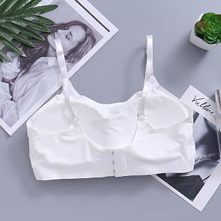 Seamless Ice Silk Bra with Three Rows Straps Adjustable Shoulder Buckles for Girls with Chest Pads