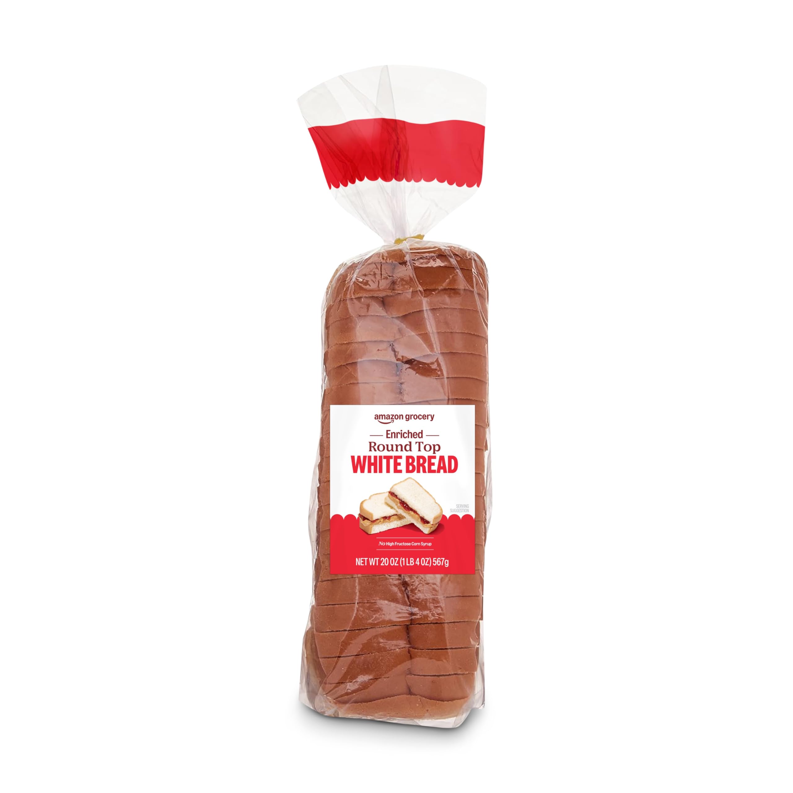 Amazon Grocery, Enriched Round Top White Bread, 20 Oz