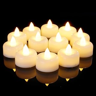 Amagic 12Pack Flameless LED Tea Lights Candles Battery Operated, Warm White | Electric Fake Tealight Candles for Birthday, Halloween, Christmas, Wedding Table Decor, DIY Crafts, Night Lights, Party