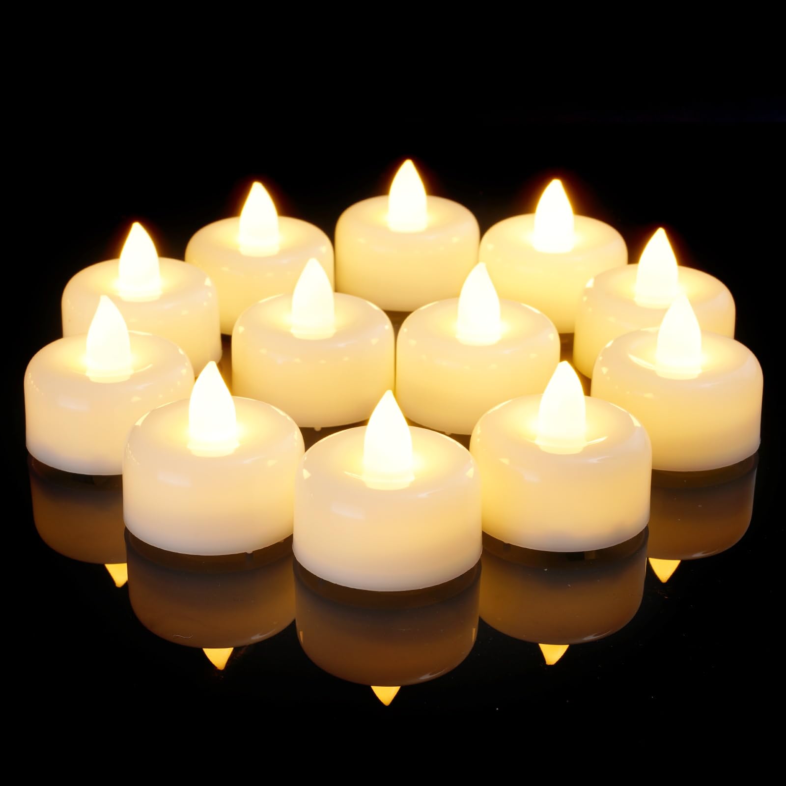 Amagic 12Pack Flameless LED Tea Lights Candles Battery Operated, Warm White | El