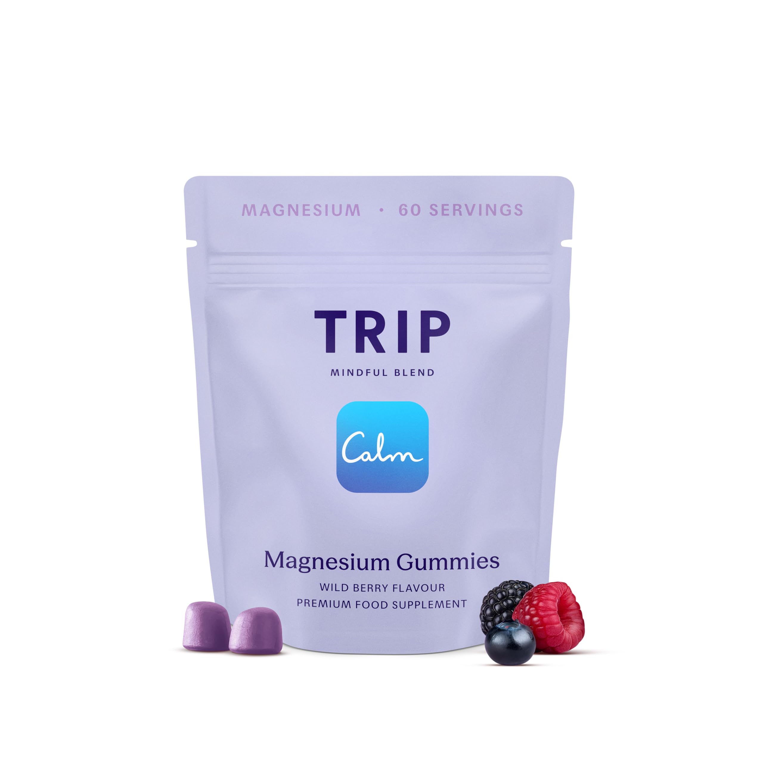 TRIP Magnesium Gummies, Wild Berry, 5,400mg Citrate per Pack, 180mg x 60 Gummies