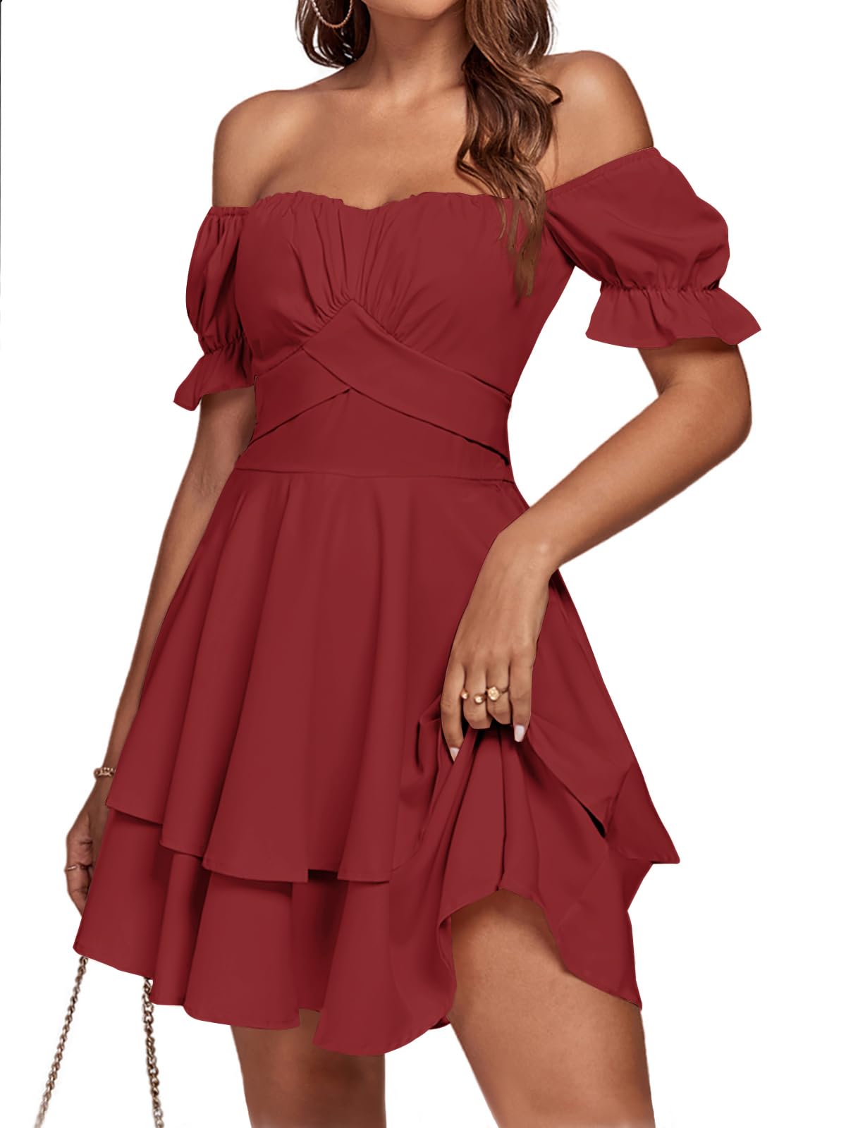 LYANER Women's Off Shoulder Casual Dress