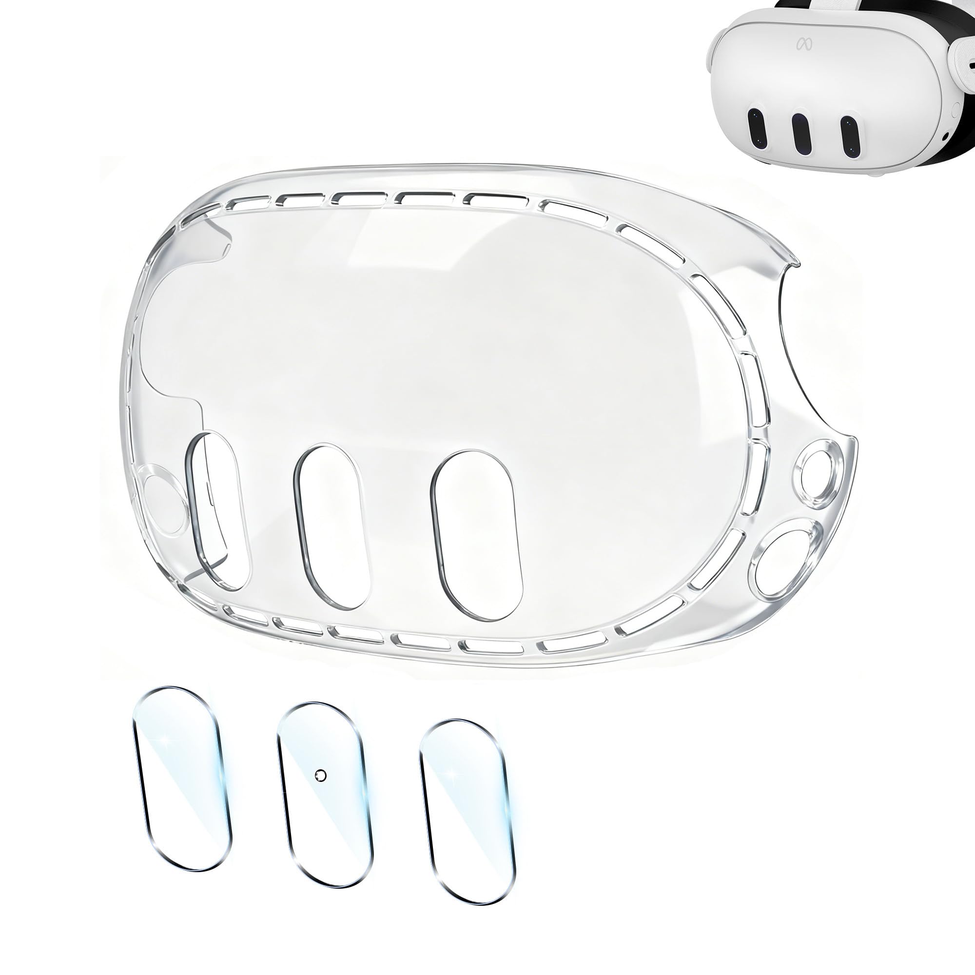 Upgraded Lens Protector Cover for Meta Quest 3, Plastic Hard Protective Shell Co