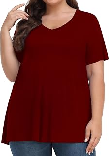 Tencede Women Summer Tops Plus Size Short Sleeve Tunic Tops Casual Wear