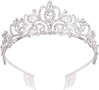 Didder Silver Crystal Tiara Crowns for Women Girls Elegant Princess Crown with Combs, Tiaras for Women Bridal Wedding Prom Birthday Cosplay Halloween Costumes Hair Accessories for Women Girls