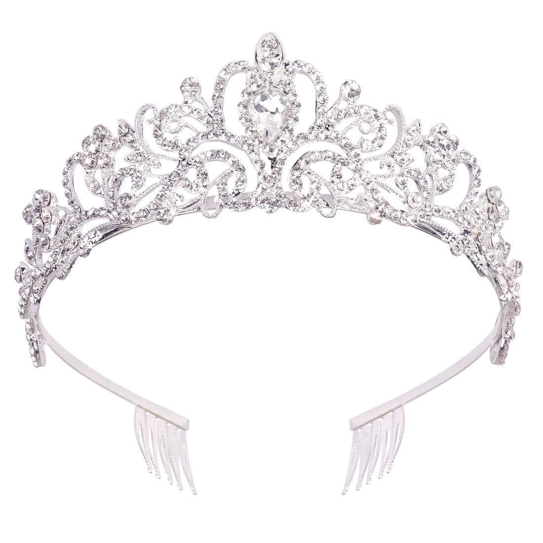 Didder Silver Crystal Tiara Crowns for Women Girls Elegant Princess Crown with C