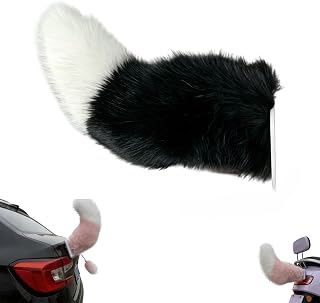 Remote Control Electric Car Tail, Cute Fuzzy Moving Tail for Cars, Motorcycles, Bicycles, Rechargeable Wagging Tails for Car Exterior Decoration, Cosplay Accessory (Black)