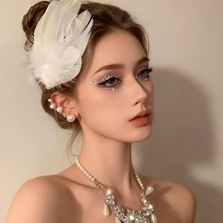 1 Pair White Artificial Feather Hair Clips Elegant Hair Accessories for Women Stage Party Costume Party Wedding