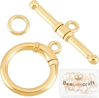 Beebeecraft 10pcs 18K Gold Plated Round Clasps for Necklace Bracelet Earring Making 17x14mm