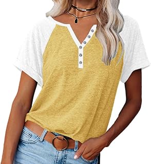 Camisas de verano para mujer, cuello en V, con bloques de color, raglán, manga corta, estilo casaul, a la moda