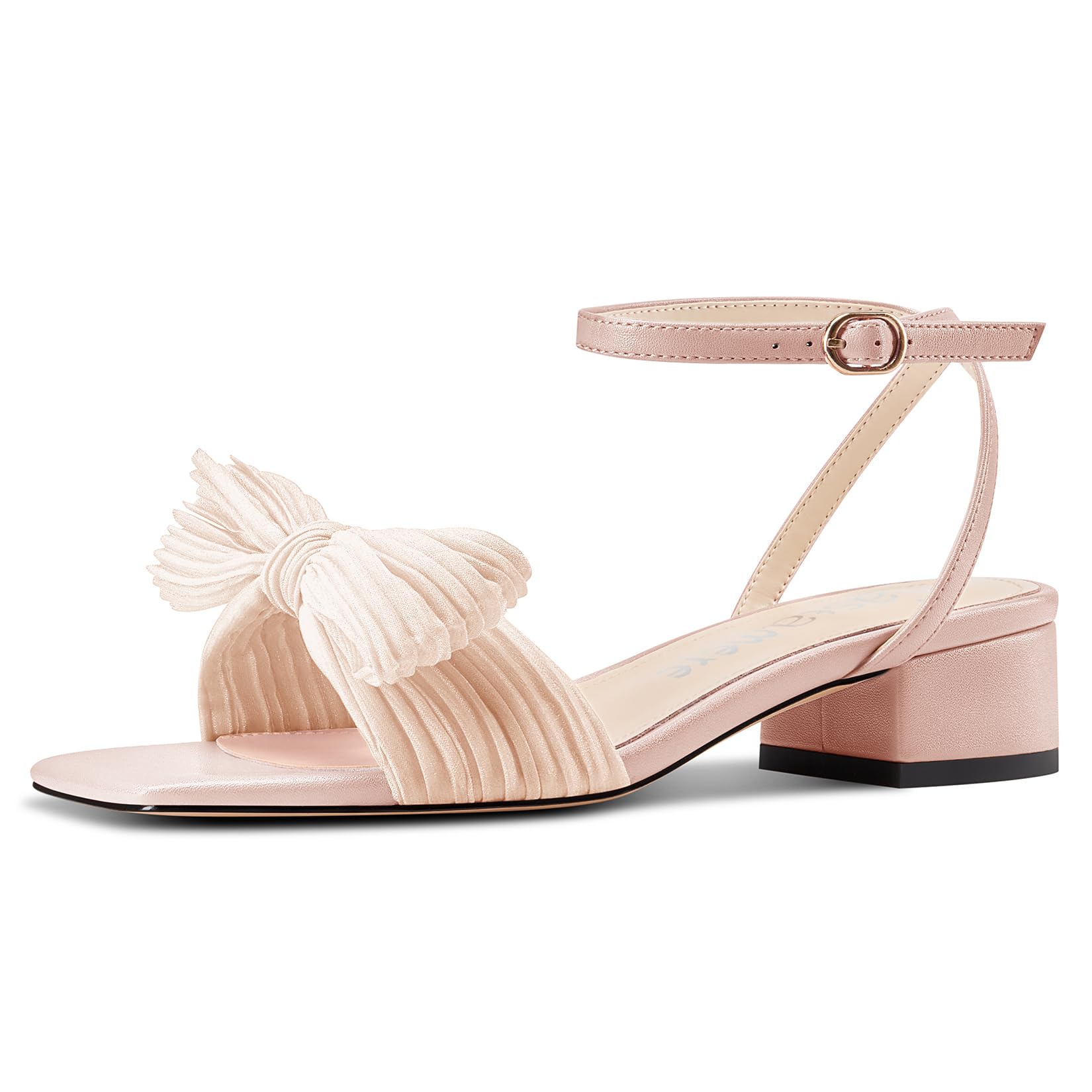 Castamere Women's Bow Tie Block Chunky Heel Sandals Square Toe Straps Ankle Buck