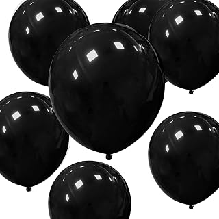 HYKJNBW Black Party Balloons 50 Pack 12inch Strong Thicken Black Latex Balloons Round Helium Balloon for halloween Birthday Kids Party Weddings Decorations Supplies