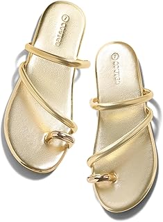 Coutgo Women Flat Sandals Square Strap Open Toe Flip Flops Toe Ring Summer Shoes