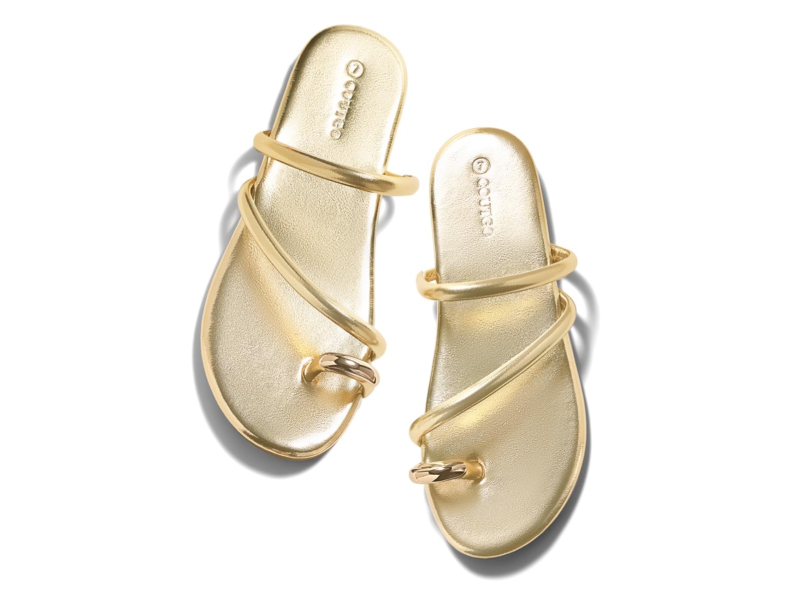 Coutgo Women Flat Sandals Square Strap Open Toe Flip Flops Toe Ring Summer Shoes