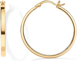 PAVOI 14K Yellow Gold 925 Sterling Silver Post Lightweight Hoops |30 Millimeters Yellow Gold Hoop Earrings for Women