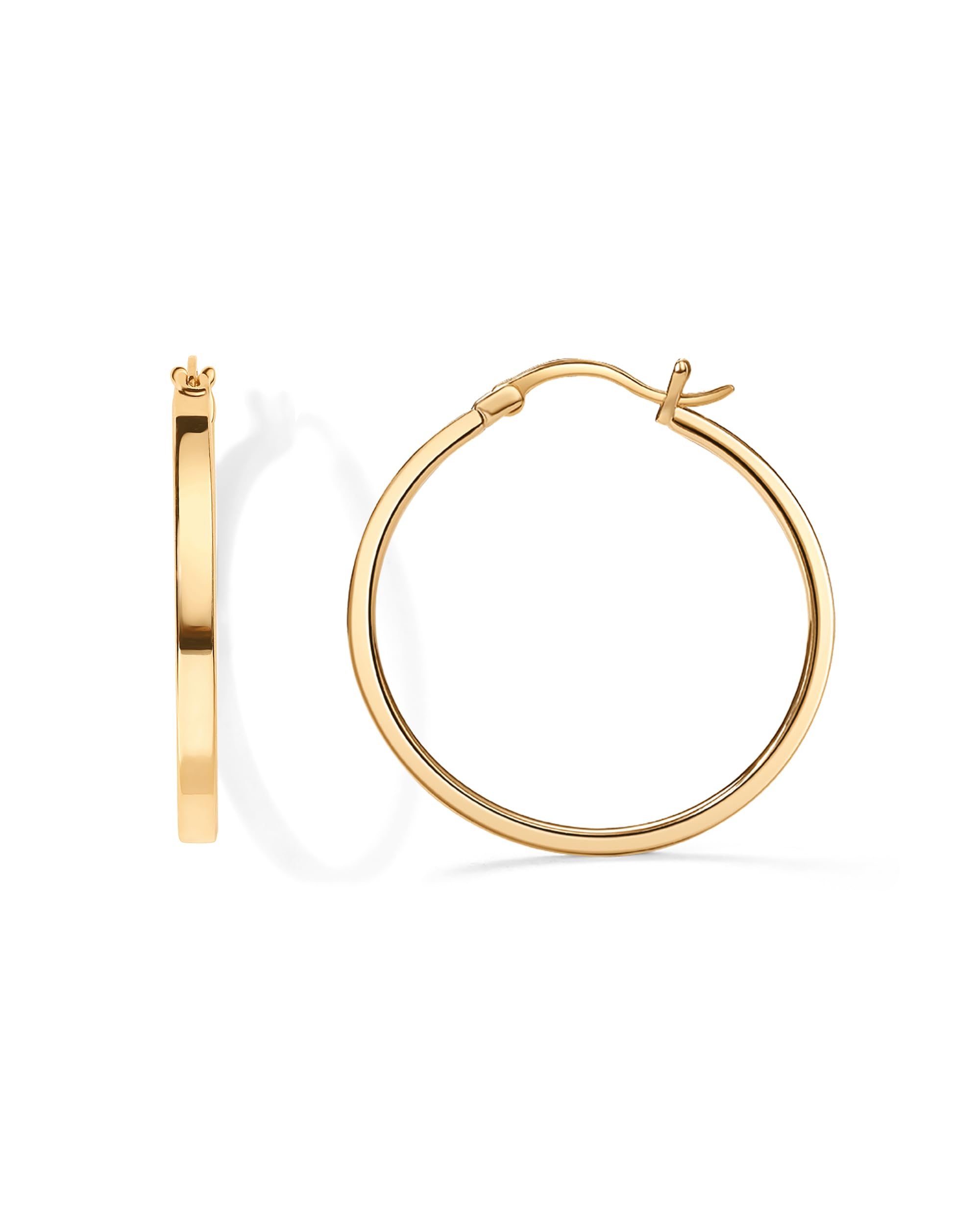 PAVOI 14K Yellow Gold 925 Sterling Silver Post Lightweight Hoops |30 Millimeters