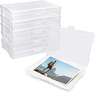YOIYINI 6Pcs Photo Storage Containers,4" x 6"Photo Storage Craft Keeper | Photo Storage Boxes,Plastic Photos Case for Cards,Stamps,Scrapbooking,Photos Box Organizers,Board Game Organizers