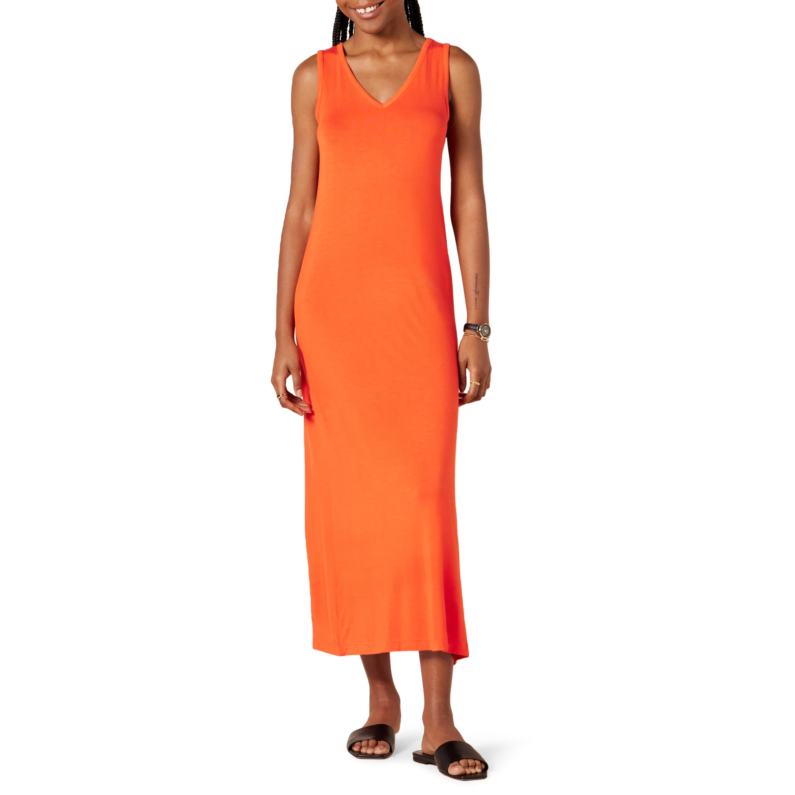 Amazon Essentials Womens Jersey V-Neck Tank Maxi Length Dress