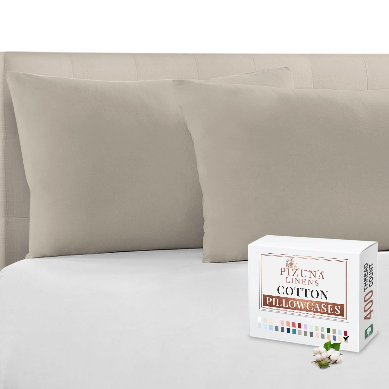 Pizuna 100% Cotton Housewife Pillowcases 2 Pack Simply Taupe 48x74cm