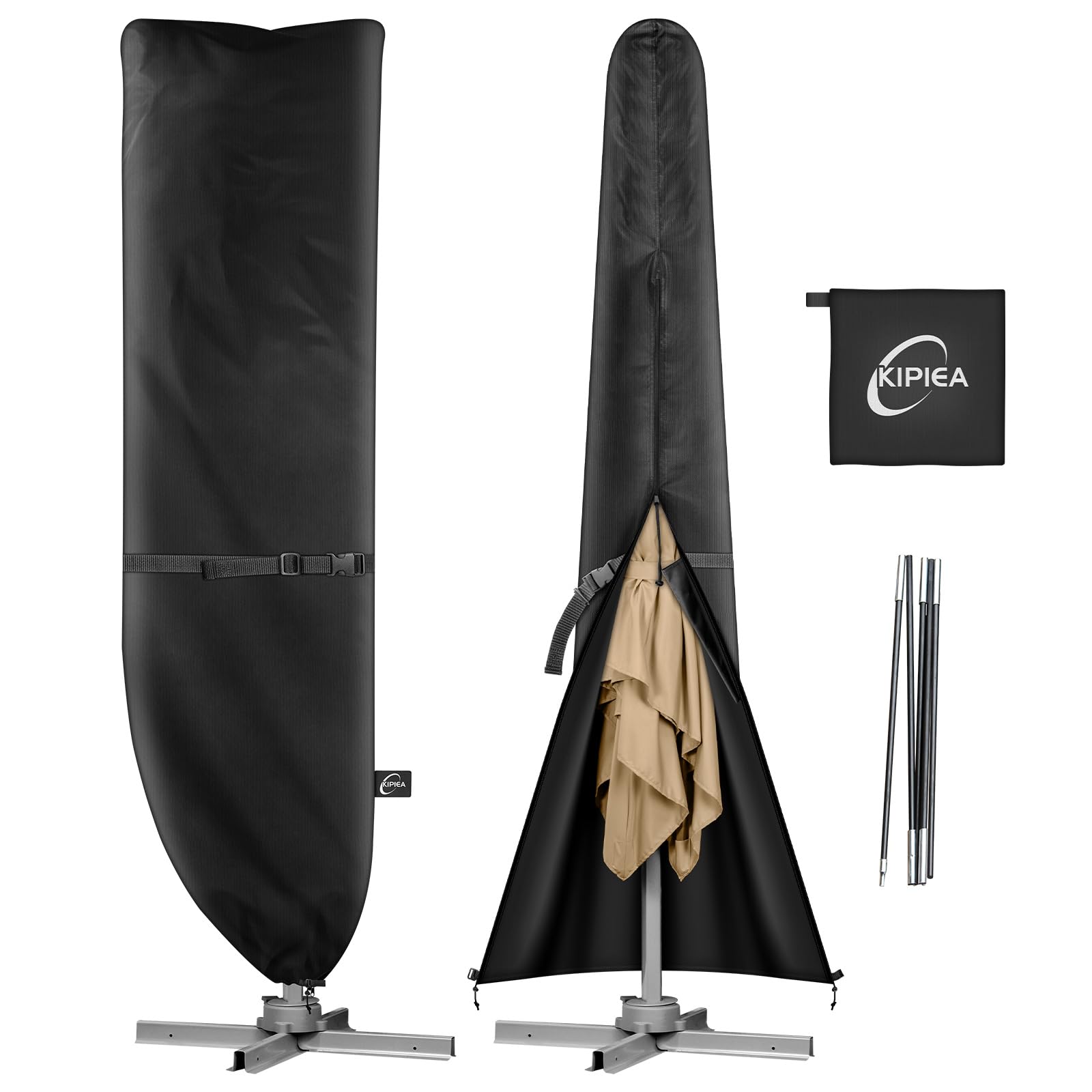 Kipiea Patio Umbrella Cover for 9'-13' Cantilever Umbrella, Upgraded 600D Heavy 