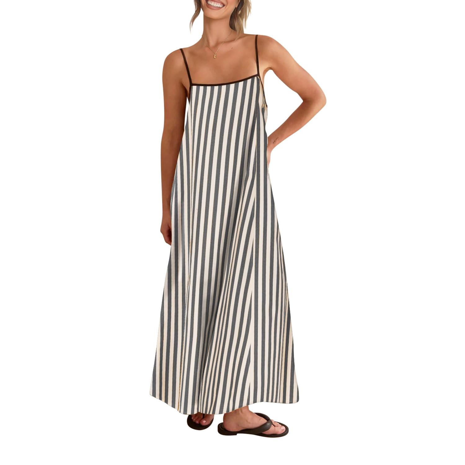 Shy Velvet 2024 Women Summer Linen Contrast Spaghetti Strap Sleeveless Casual Pa