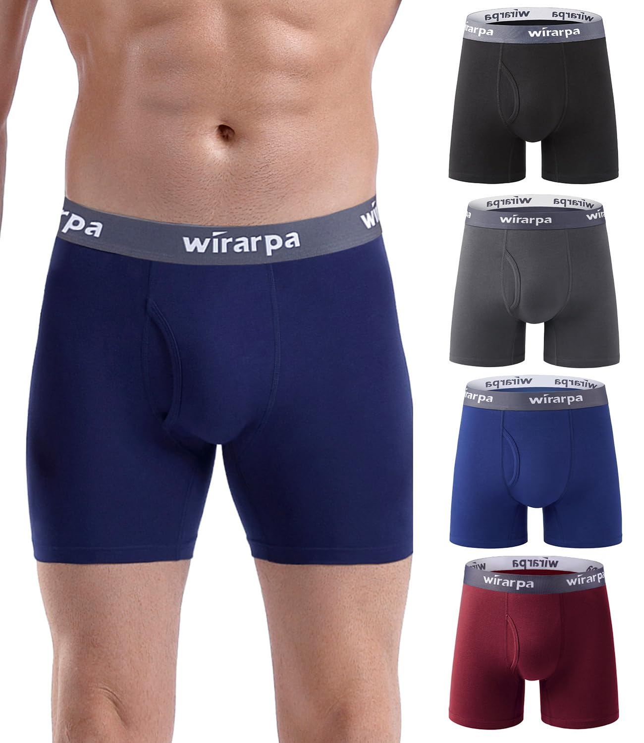 wirarpa Men's Boxer Briefs Stretch Cotton Underwear Men's Underwear Without Labe