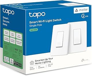 TP-Link Tapo Matter Smart Light Switch: Voice Control w/Siri, Alexa & Google Home | UL Certified | Timer & Schedule | Easy Guided Install | Neutral Wire Required | Single Pole | Tapo S505(2-Pack)