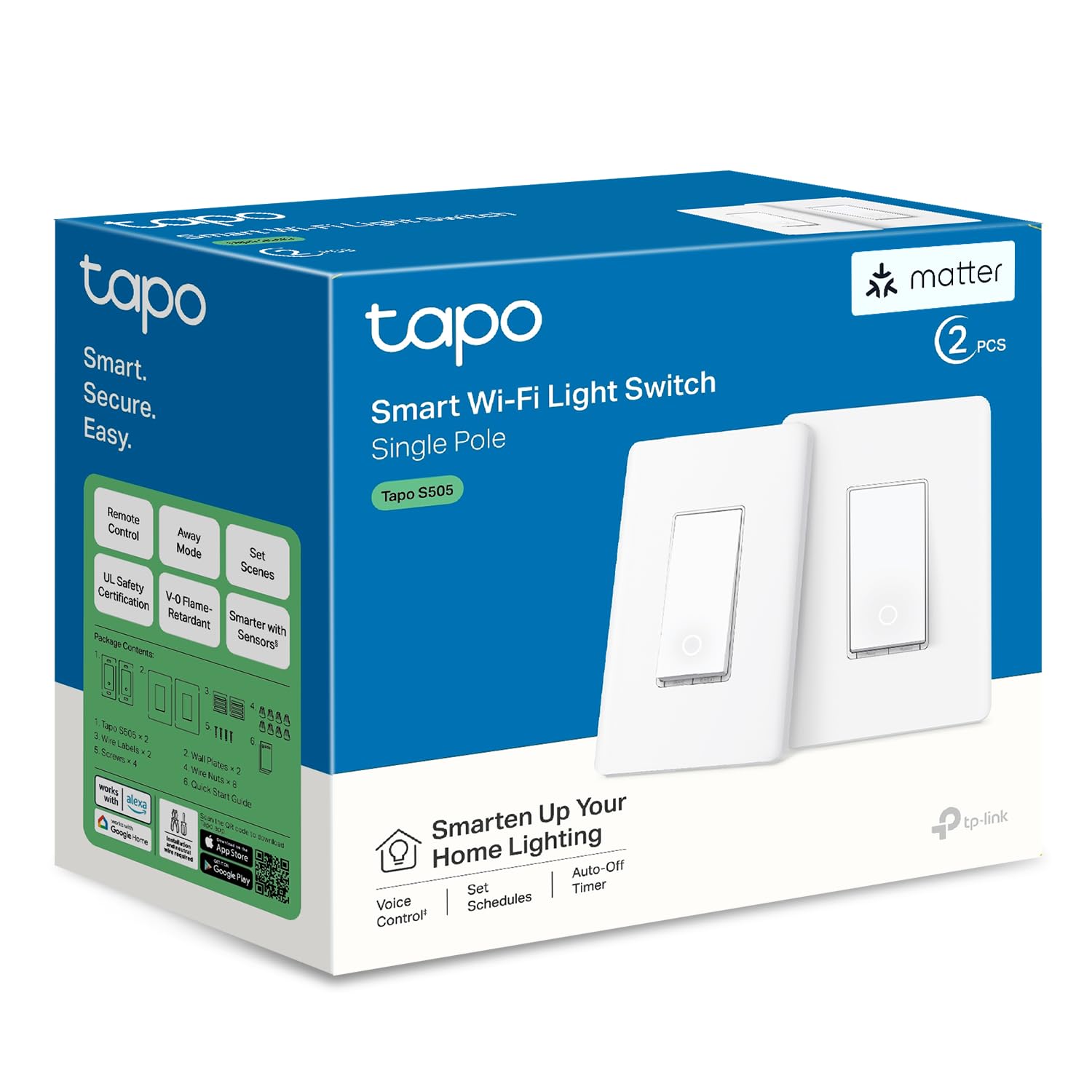 TP-Link Tapo Matter Smart Light Switch: Voice Control w/Siri, Alexa & Google Hom