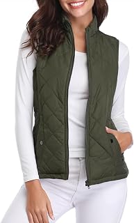 fuinloth Women's Quilted Gilet, Body Warmer Padded Outdoor Sleeveless Vest