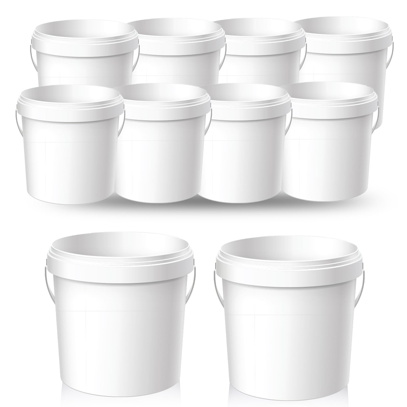 10 Pack Plastic Bucket for Painting, 2 Quart Paint Cans with Lid and Handle, 1/2