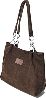 Faux Suede Tote Bag Casual Shoulder Bag Retro Daily Purse Shopper Handbag