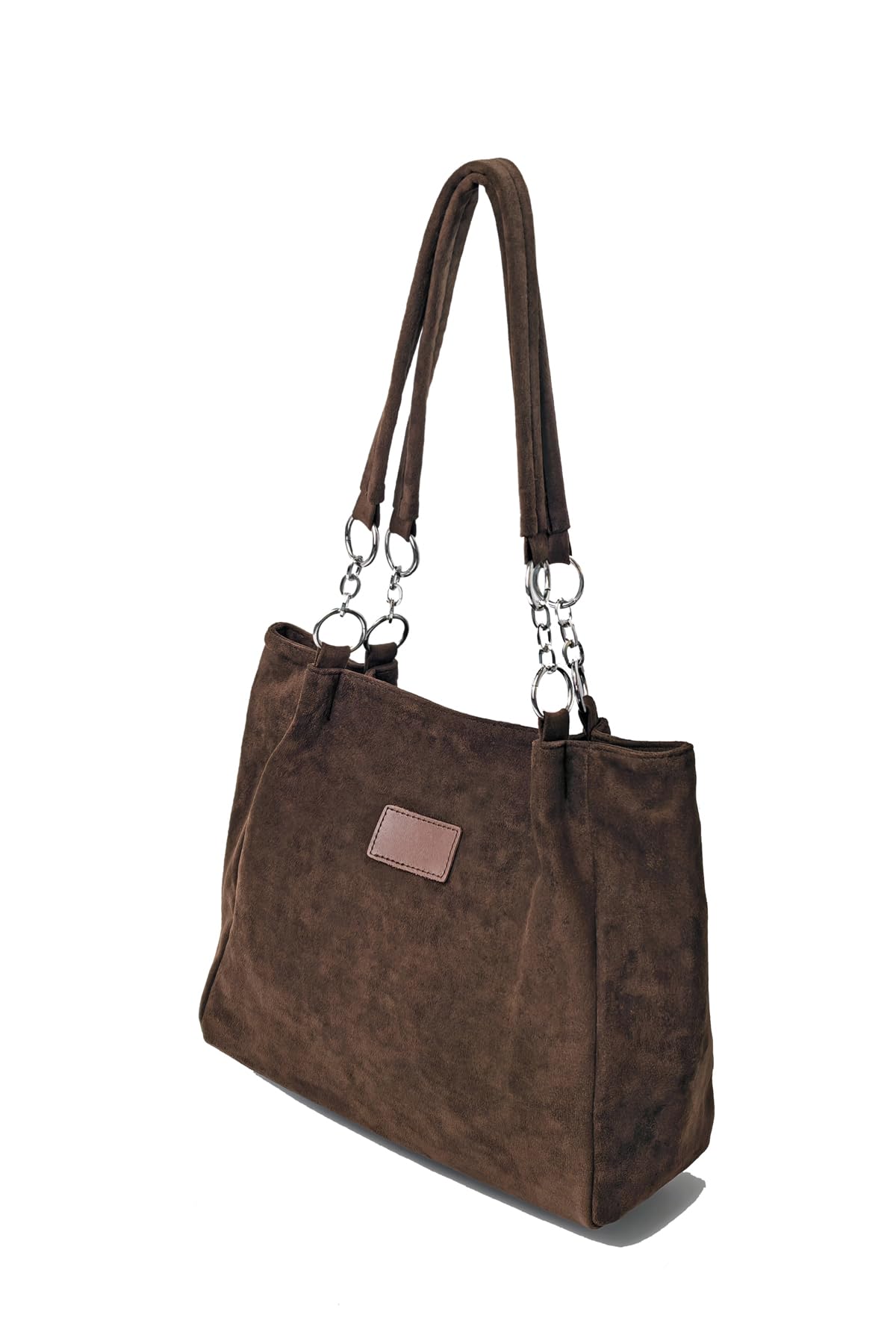 Faux Suede Tote Bag Casual Shoulder Bag Retro Daily Purse Shopper Handbag