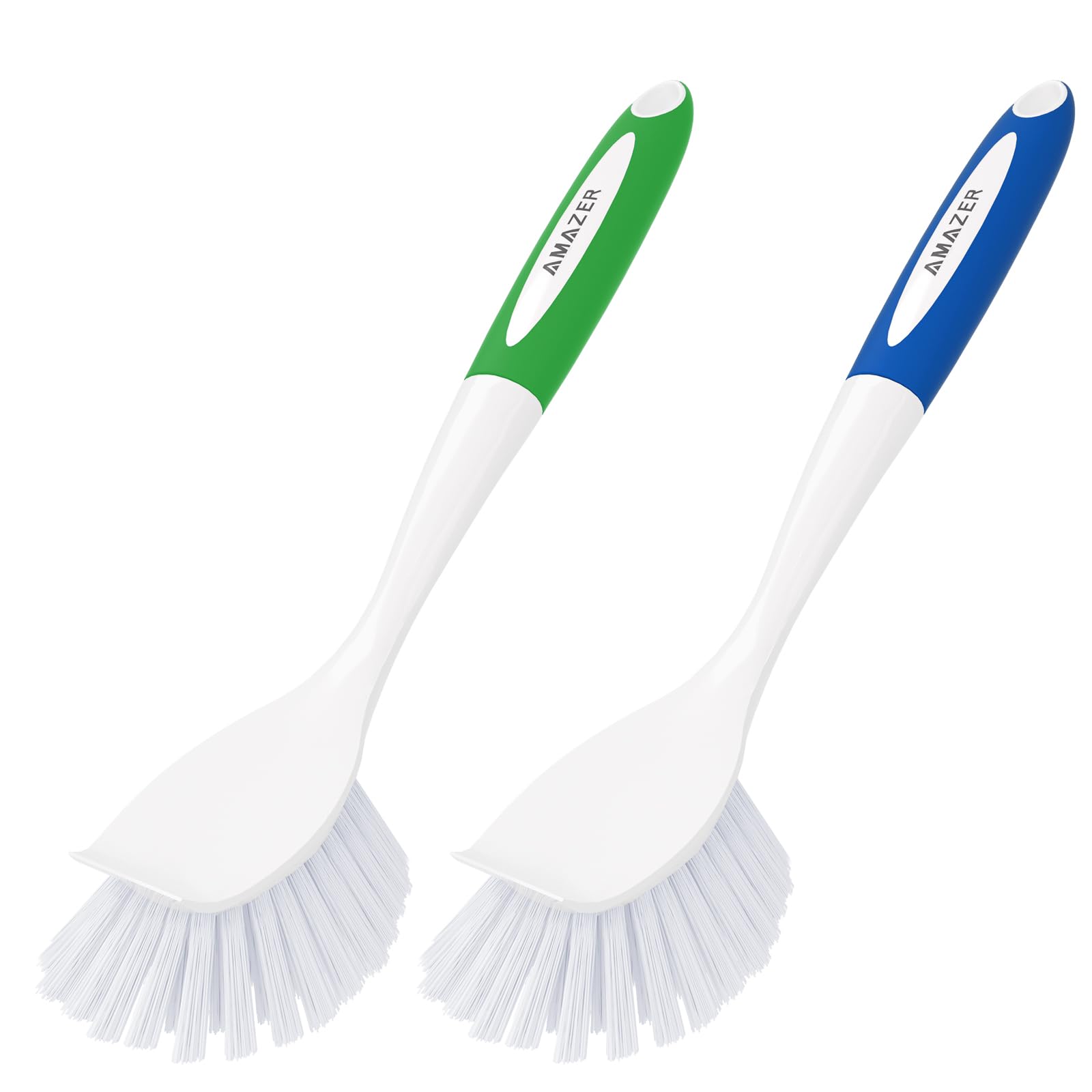 Amazer Dish Brush with Handle, 2 Pack Kitchen Scrub Brushes for Cleaning, Dish S