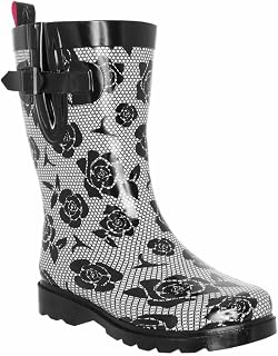 Capelli New York Ladies Two Tone Mid Calf Rubber Rain Boot