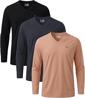 3 Pack 4 Pack Men's Short Sleeve Long V-Neck T Shirts Comfortable V-Neck T-Shirts for Gym, Running, Workout and Casual Outings