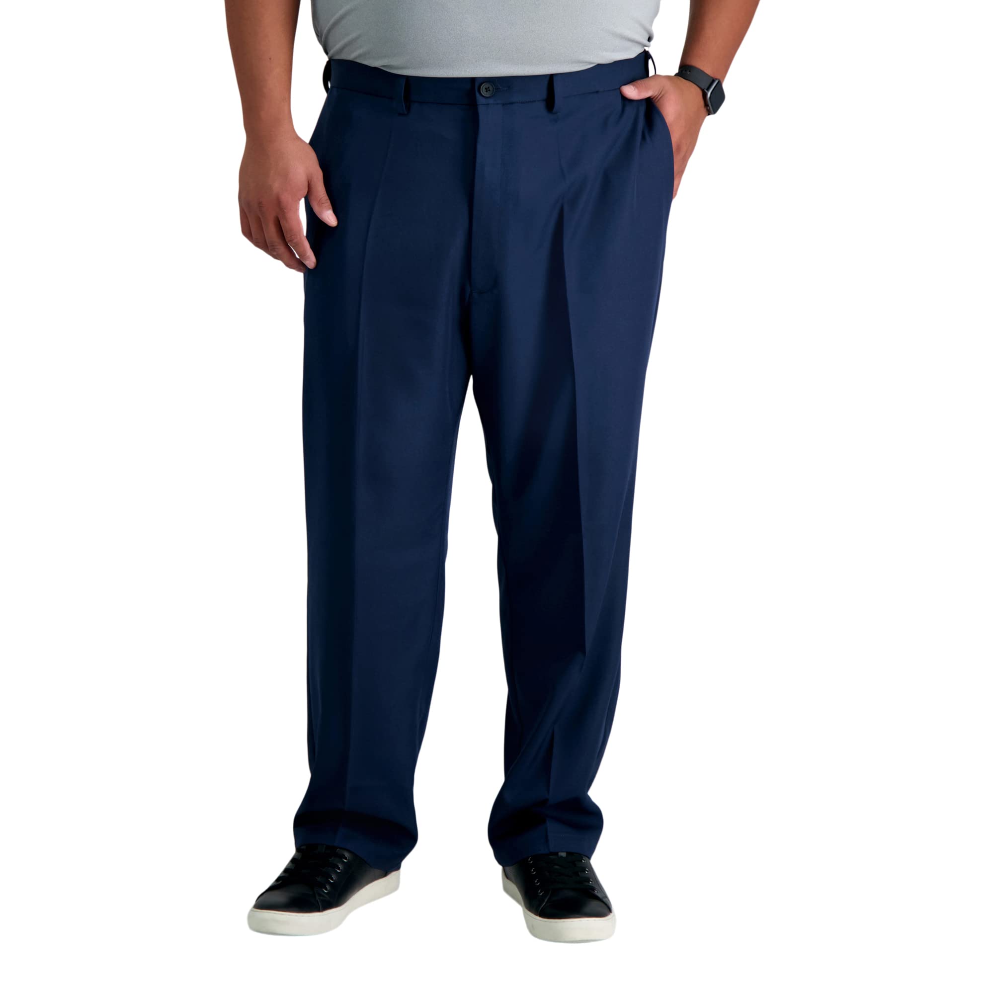 Haggar - Cool 18 Pro Heather Classic Fit Flat Front Casual Pant, Men's Casual Tr