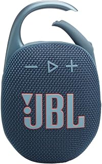 JBL Clip 5 - Ultra-Portable, JBL Clip 5 - Ultra-Portable, Waterproof & Dustproof Bluetooth Speaker, Big Pro Sound with Punchy bass, Integrated Carabiner, Up to 12 Hours of Play, (Blue) (Renewed)