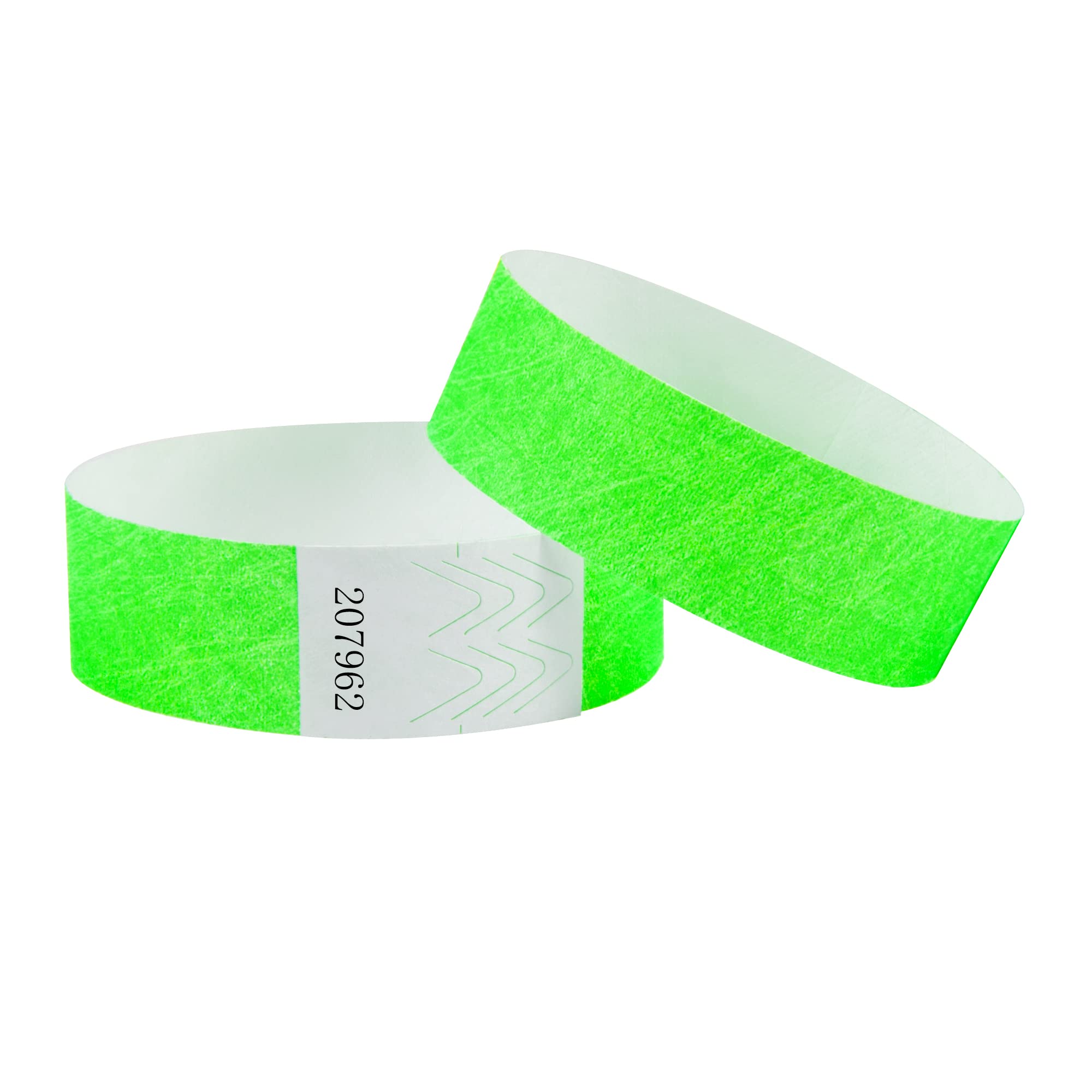 L LIKED 500pcs Fluorescent Green Paper Wristbands for Events, Waterproof | Light