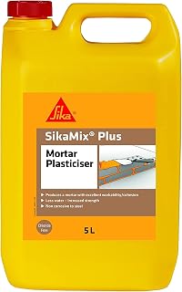 Sika SikaMix Plus Chloride Free Mortar Plasticiser, 5 Litre | Mortar Admixture – Improves Adhesion – Reduces Cracking – Ready To Use