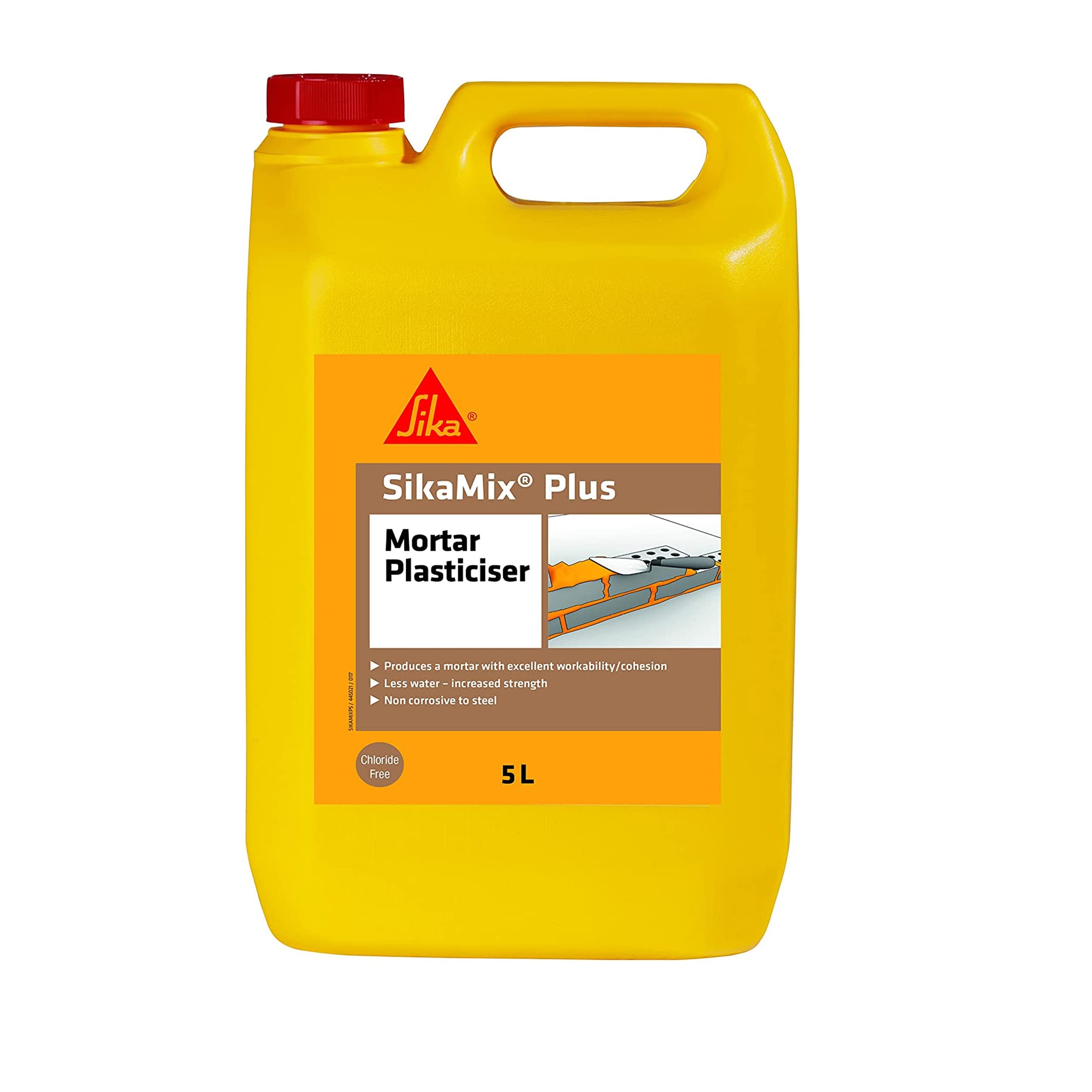 Sika SikaMix Plus Chloride Free Mortar Plasticiser, 5 Litre | Mortar Admixture –