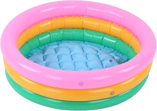 Generic Inflatable Kiddie Pool, Round Multicolor 3 Ring Baby Pool, Blow Up Pool for Kids, Children Water Game Play Pool for Fun Water Games (Small 6.3 Long and 3.9in Wide)