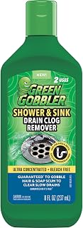 Green Gobbler Ultra Concentrated Drain Clog Remover & Cleaner | Powerful Hair, Grease & Soap Dissolver for Bathroom, Kitchen, Shower, Sink & Toilet | Safe for Pipes & Septic Systems
