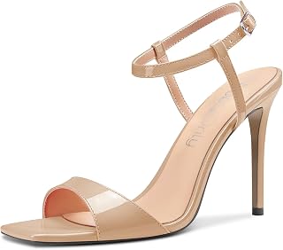 NobleOnly Women's High Heel High Heel Open Toe Sandals Strap Ankle Slingback Wedding Party Dress 10 CM Heels Shoes