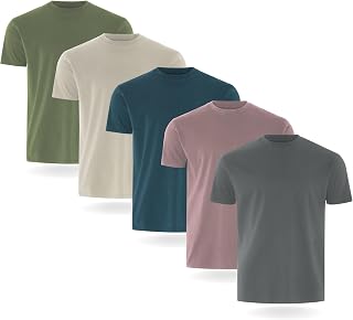 FM London 3/5 Pack Mens T Shirt, Premium Weight, 100% Cotton & Super Soft